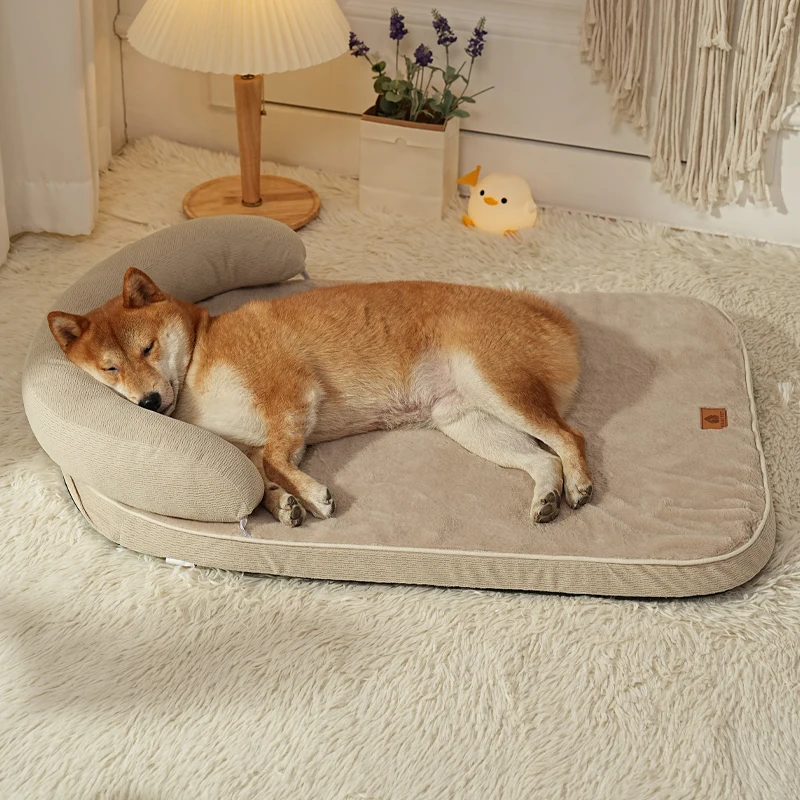 Hundebetten für mittelgroße und große Hunde, Sofa-Hundebett mit Kissen, weiches Haustierbett für Stützpolster, Winter-Haustierbett und rutschfeste Unterseite