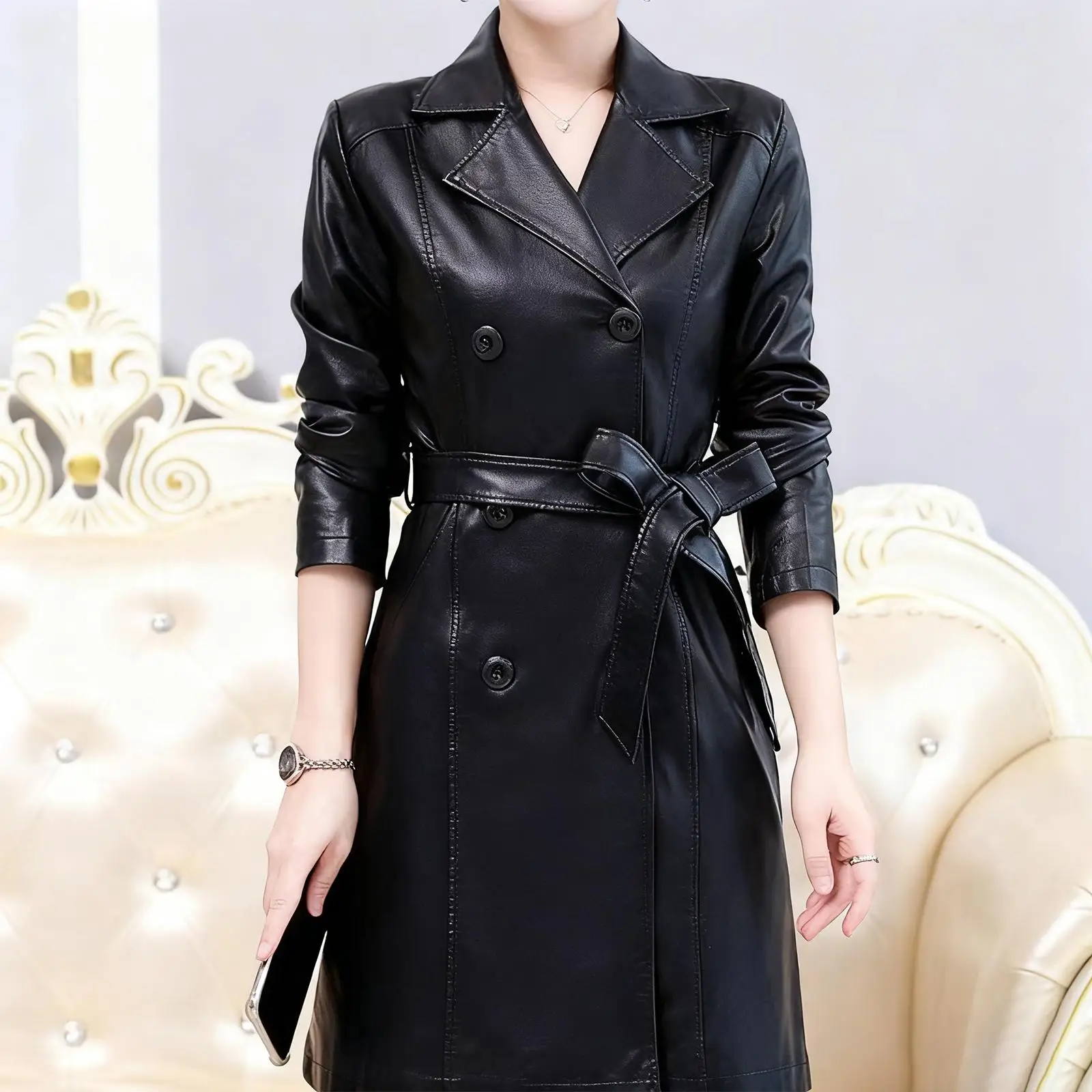 حزام خصر ناعم من جلد البولي يوريثان حزام سترة واقية ممتاز مع تصميم قابل للتعديل مثالي لتصفيف سترة واقية/سترة/فستان/معطف