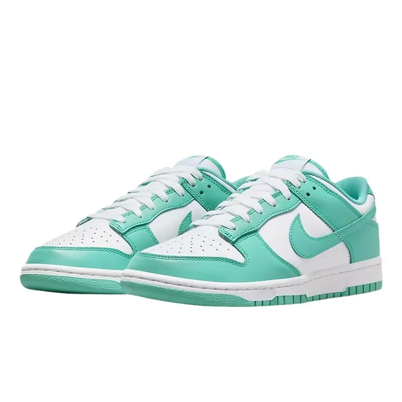 Tênis de skate casual de cano baixo masculino NIKE Dunk Low em branco e verde