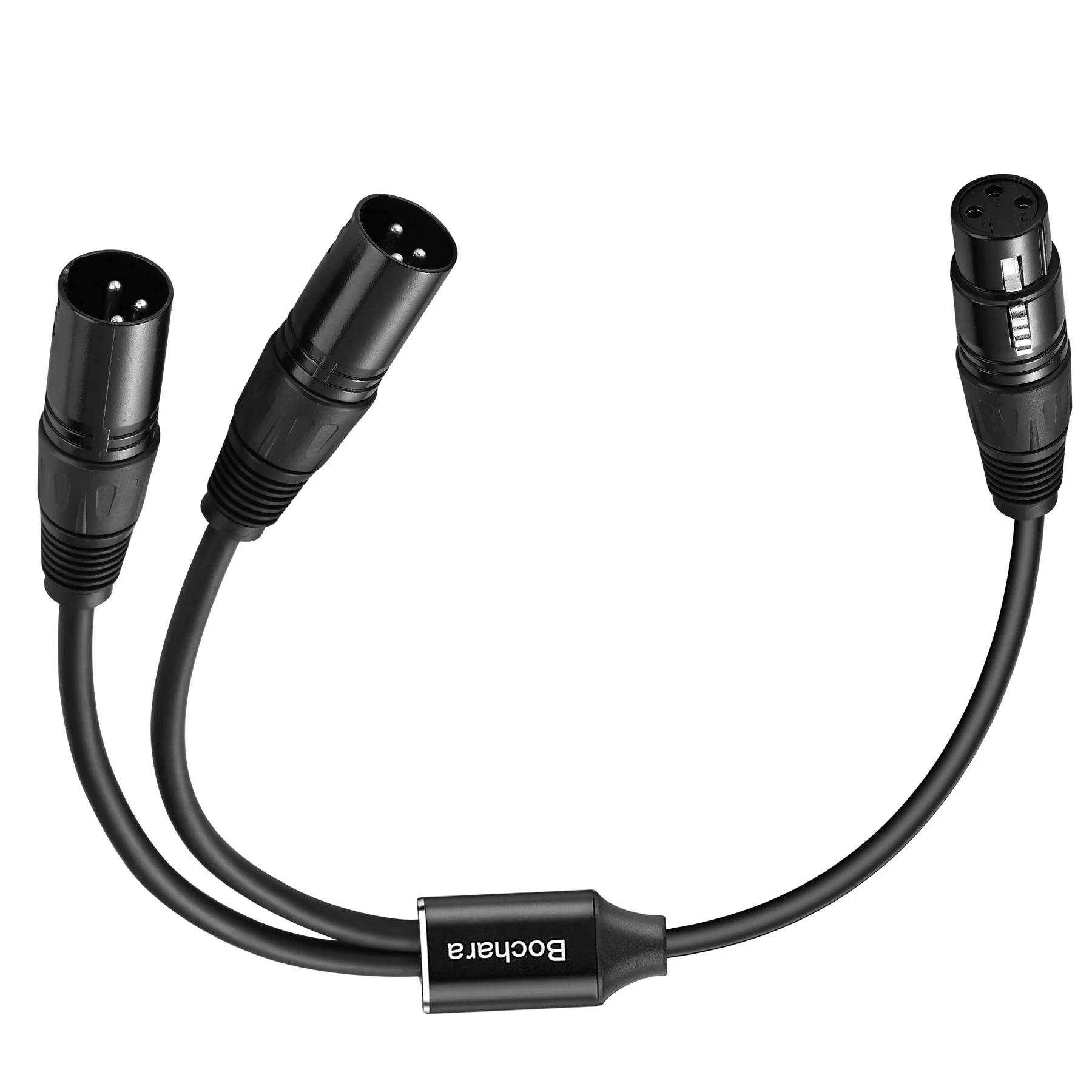 Bochara XLR Female to Dual XLR Male 3Pin Y Splitter Cable Foil+Braided Shielded For Microphone Mixer Amplifier 50cm 1.5m 3m