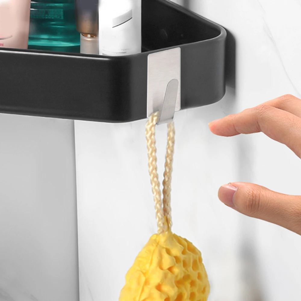 Mini Hooks Strong Adhesive Waterproof Stainless Steel Wall Hangers Kitchen Bathroom Towel Rack Shelf Multi-purpose Organizer