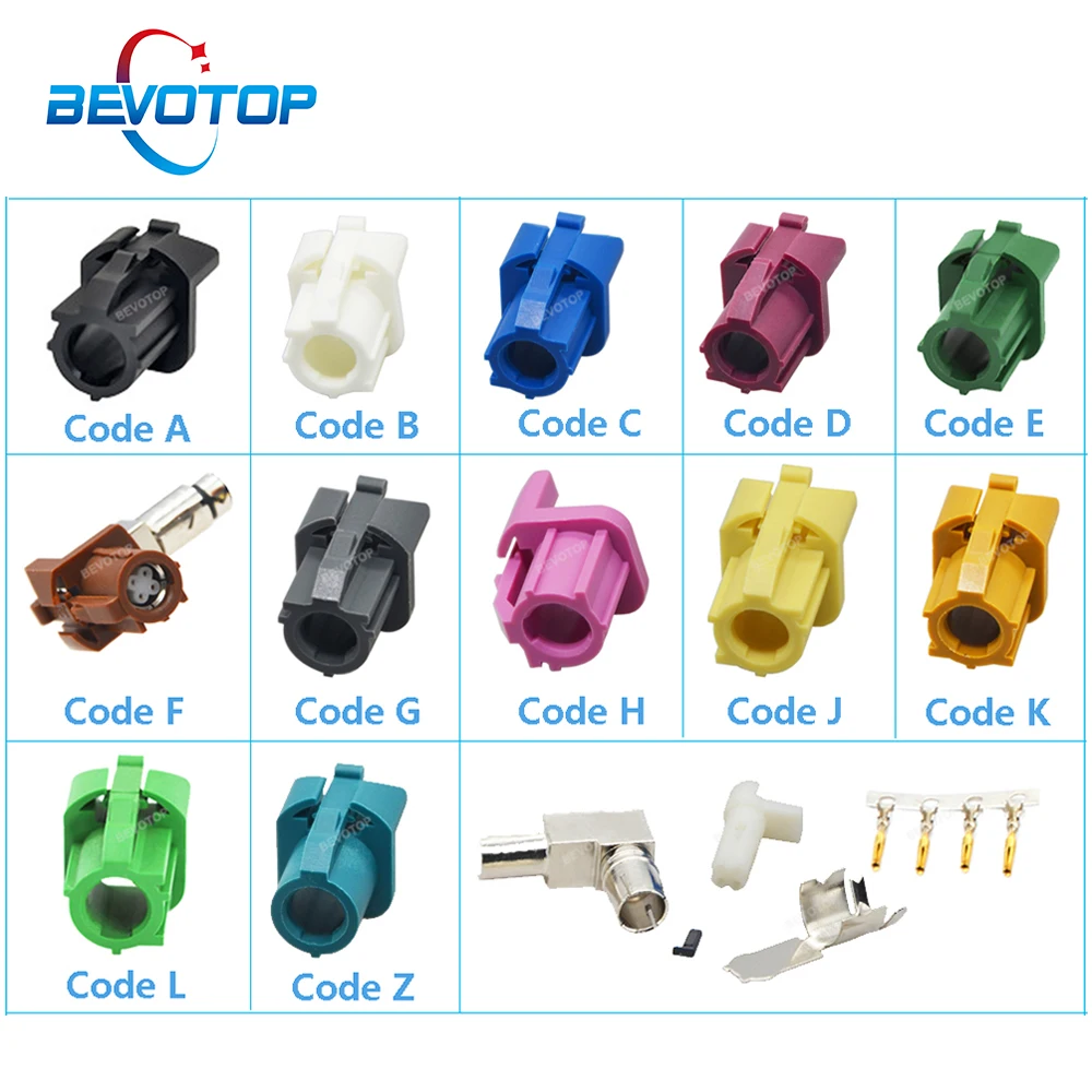 

10PCS/LOT 4Pin HSD Right Angle 90° Connector Code A/B/C/D/E/F/G/H/J/K/L/Z Female Jack Car LVDS Connector for Dacar 535 Cable