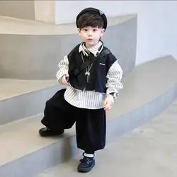 3 PCS set Spring Autumn Boy Clothing set Casual vest+ top+ Pant Kid Children baby toddler boy korea Style Hip hop clothes 3-10