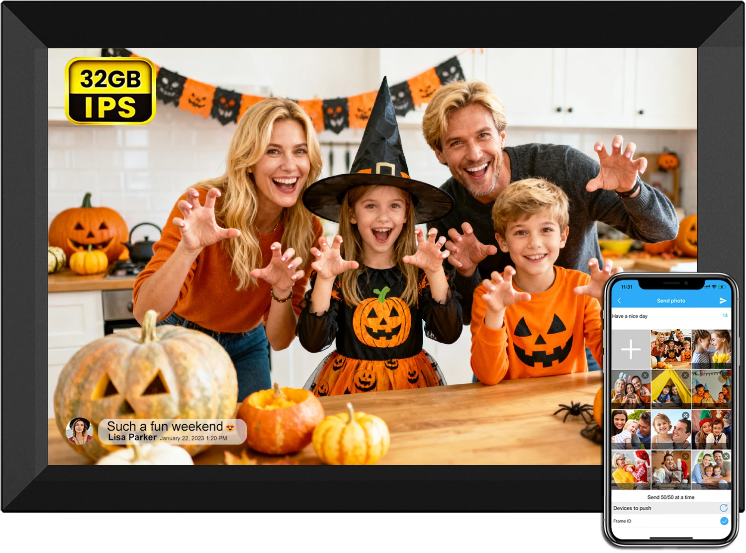 

Цифровая фоторамка SSAWIFIFRAME 10,1 дюйма с Wi-Fi, IPS-экраном, сенсорным управлением, 32 ГБ памяти и функцией автоматического поворота изображения