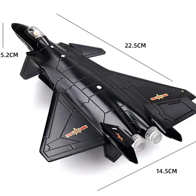 Avión de combate de aleación de J-20 para niños, nuevo modelo de avión de combate de Metal de simulación, luz de sonido, regalo para niños