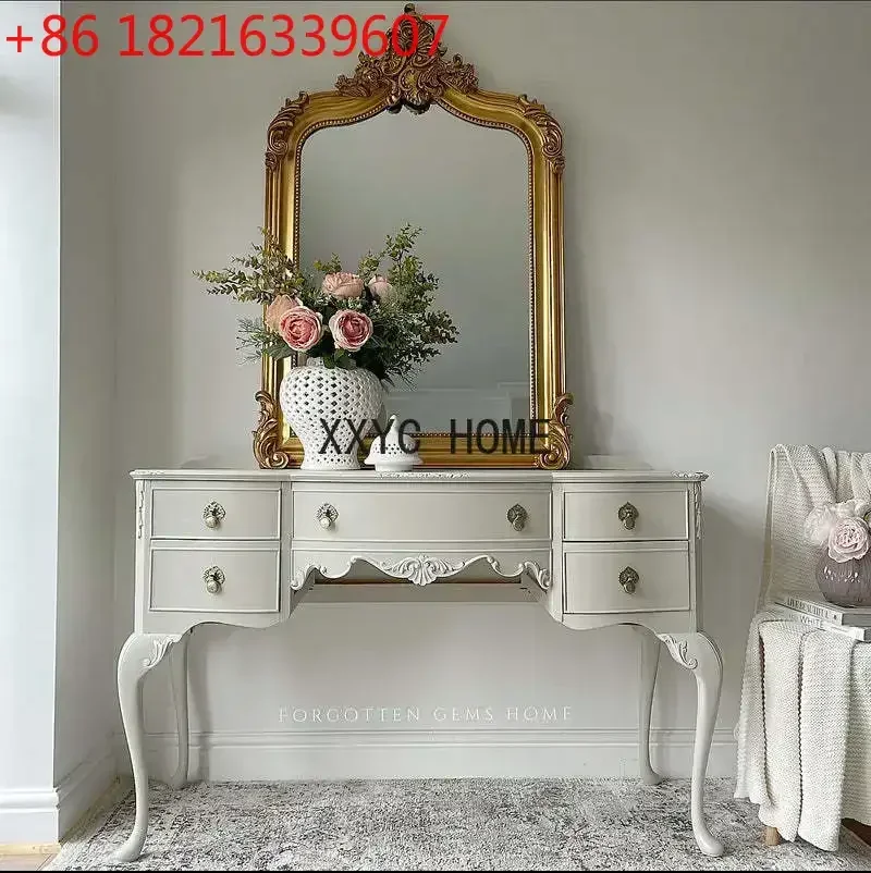 Simple Solid Wood Dressing Table American Light Luxury Master Bedroom White High-End Custom Dressing Complete Set