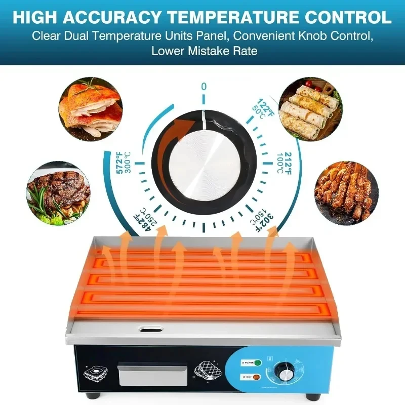 Commercial Electric Griddle Electric Flat Top Grill Stainless Steel Countertop Non-stick Adjustable Temperature