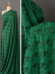 Imitation Acetate Satin Fabric Jacquard Green Soft Imitation Silk Glossy Smooth Skirt Cheongsam Cloth Sewing Meter Material