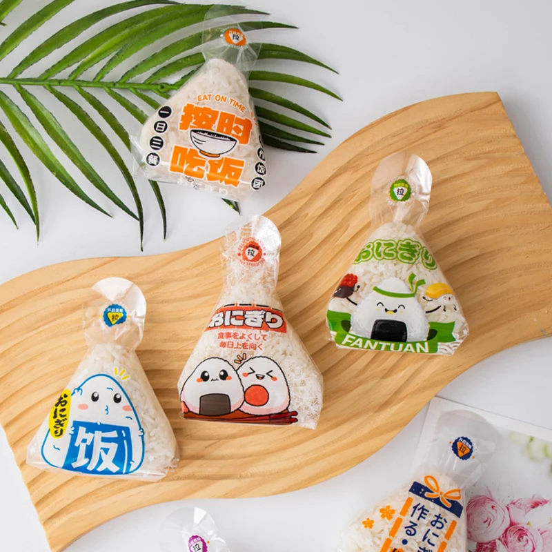 50Pcs Japanese Triangle Rice Ball Packing Bag Lovely Cartoon Seaweed Onigiri Sushi Bag Sushi Making Mold Tools Bento Accessories