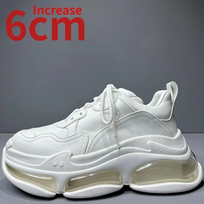 European/American Original Individualized Design Men Shoes Increased 6cm Fashion Dad Shoes Thick Sole Heightened White Shoes Man