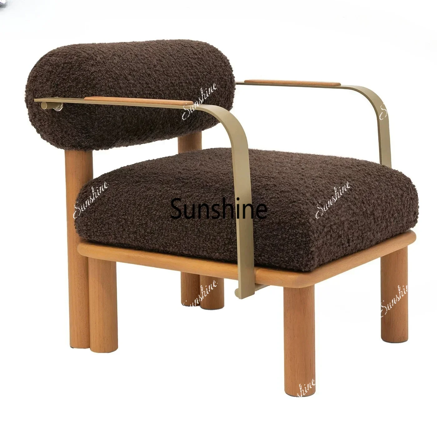 

Nordic light luxury solid wood sofa hotel B & B living room sitting area leisure chair