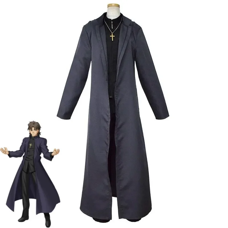 Game Fate/Zero Stay Night Kotomine Kirei Cosplay Costume Wig Anime Woman Man Father Uniform Outfit Halloween Carnival Party Suit