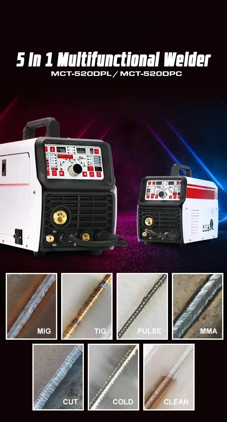 MCT-520DPL 5 in 1 MIG TIG MMA CUT Welding Machine Pulse Cold Welding Inverter Multi-Process Welder