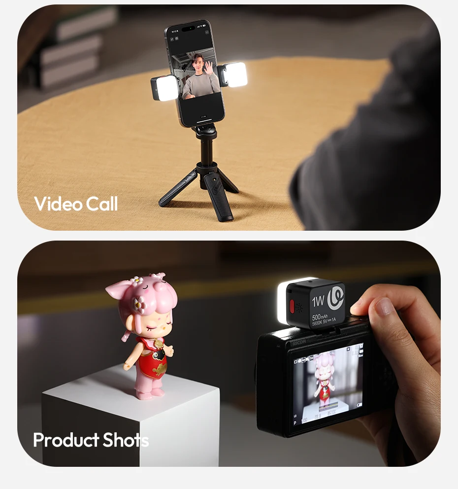 Ulanzi DG01 Cube Light Mini-Fotografie-Licht für Action-Kameras, Stative, Selfie, Live-Streaming, Vlog, Produktaufnahmen, Videoanruf – Detail 12