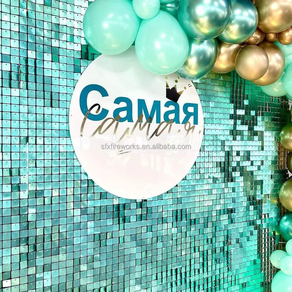 Square Silver Shimmer Sequins Wall Panel 18Pcs Pack US Warehouse Stock Glitter Backdrop For Wedding Birthday Baby Shower Decor