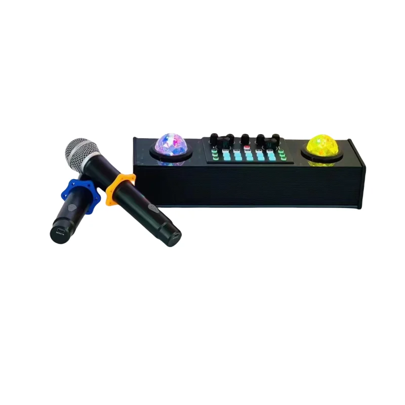 RGB Light Sound Stage BT Speaker Dual Mini Wireless Microphone Home KTV Party Karaoke Portable Home Theatre Made