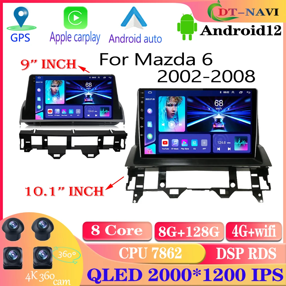 

Android 12 Car Radio Video Multimedia Player For Mazda 6 2002 2003 2004 2005 2006 2007 2008 Navigation GPS DSP BT Carplay Auto