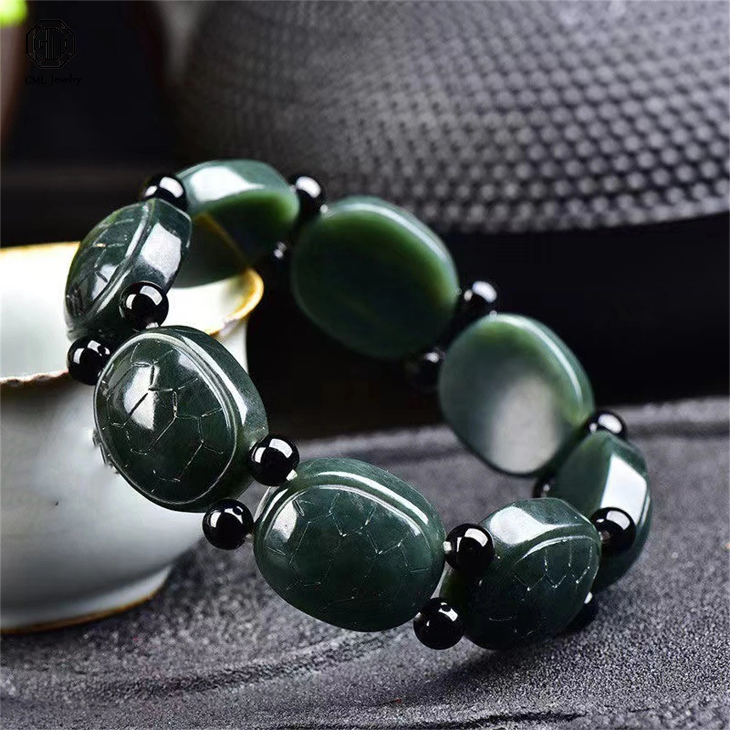 Xinjiang Hetian Celadon Jade Bead Bracelet Natural Hetian Jade Bracelet Direct Factory Wholesale Live Stream Supply