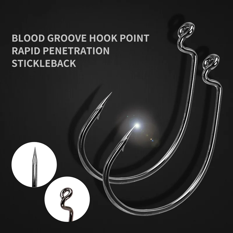 ZYZHE Extra Large Crank Hook 5/0#-12/0# Thickened and Reinforced Fish Hooks High Carbon Steel Soft Bait Crank Hooks