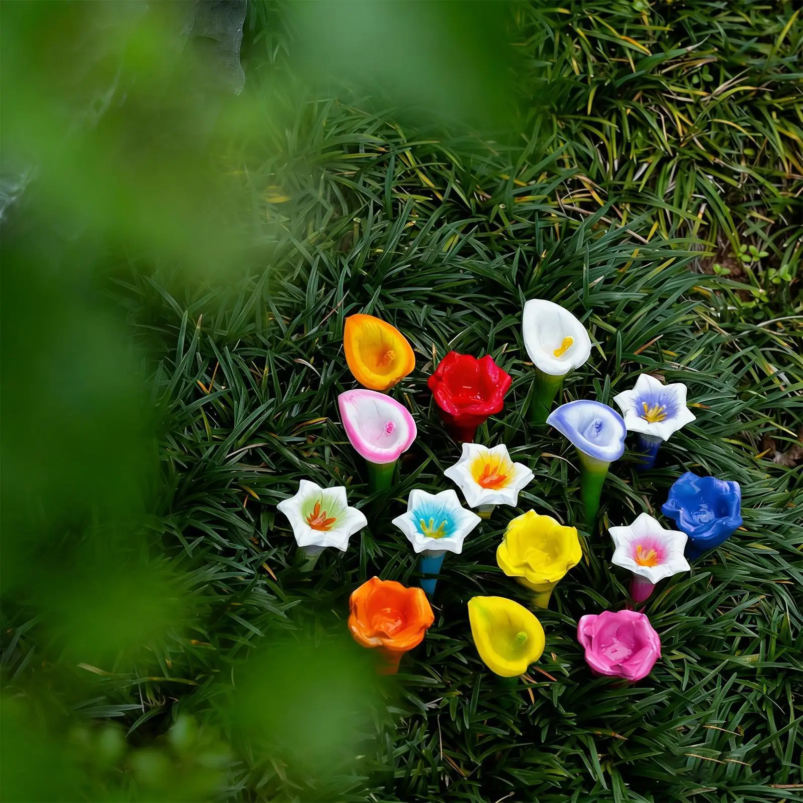 Bebedero para Abejas para Jardín, 5 Piezas, Estación de Hidratación de Insectos de Resina, Vasos para Abejas con Forma de Flores, Accesorios Amigables con los Polinizadores