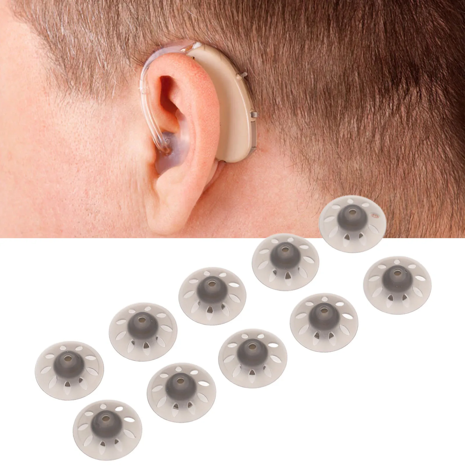 Sound Aid Noise Reduction Removable Small Hearing Device Domes Open Washable for BTE for Outing 10pcs