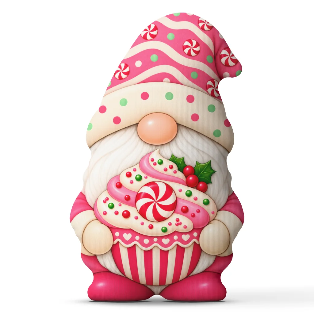 Christmas Gnome Cupcake Pillow Cute Tomte Cushion Peppermint Stuffed Plush Throw Pillow Holiday Home Decor Sofa Accent Gift