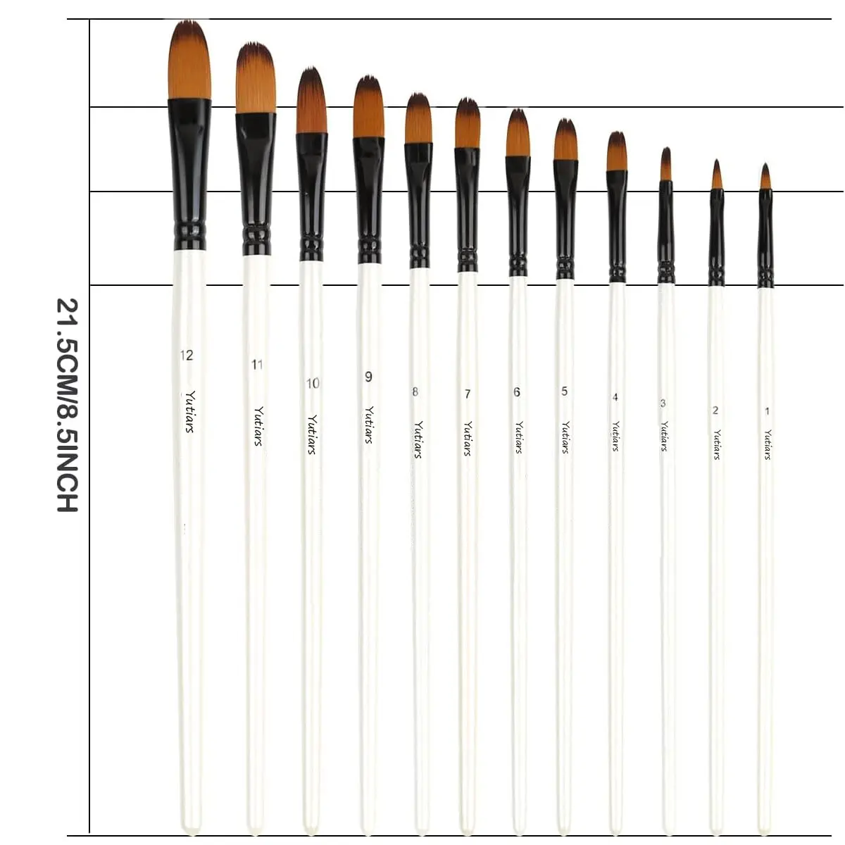 Acrylic Paint Brushes Set, 12pcs Professional Artist Paintbrushes for Acrylic Watercolor Oil Painting, Face Body Nail Art, Craft