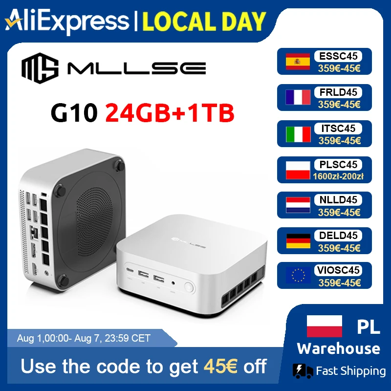 Mini PC MLLSE G10 AMD R7 H255 24 Go LPDDR5 1 To SSD 8 cœurs Ordinateur de bureau BT5.2 WIFI 6 HDMI TYPE-C USB