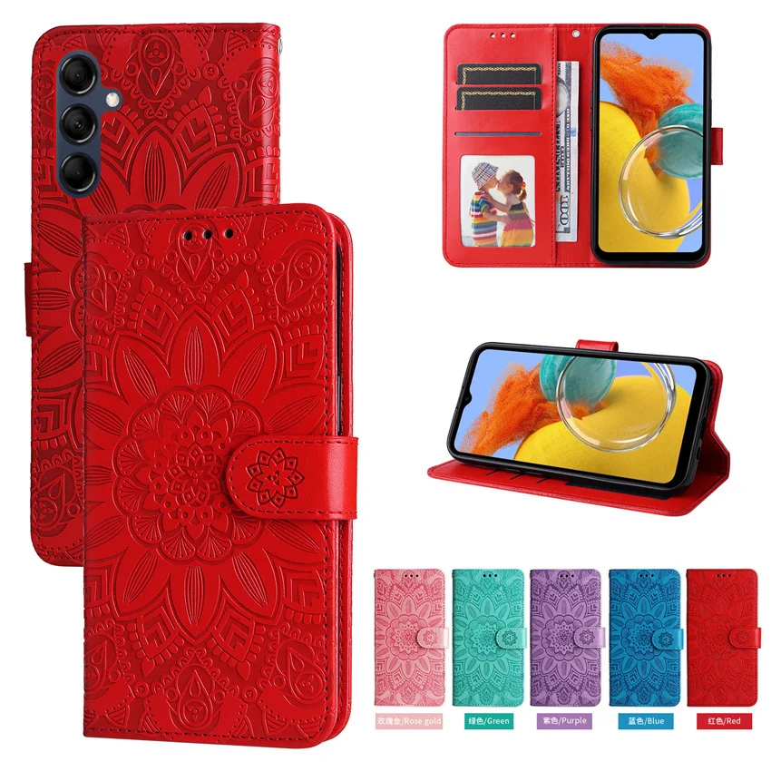 Mandala Sunflower Flip Leather Phone Case For Redmi A1 A2 Plus 9 10 A C 11A 12C Power Prime K40S K40 Pro Wallet Book Cover