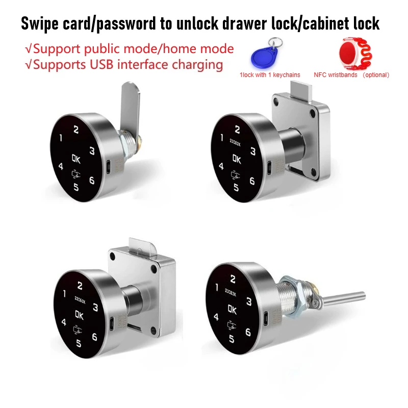 กุญแจล็อคตู้แบบใช้รหัสผ่านปี 2025 ล็อคตู้แบบใช้การ์ด ล็อคตู้จดหมาย ล็อคตู้เก็บของ ล็อคตู้เหล็ก ล็อคแบบลิ้นชัก ชาร์จไฟได้