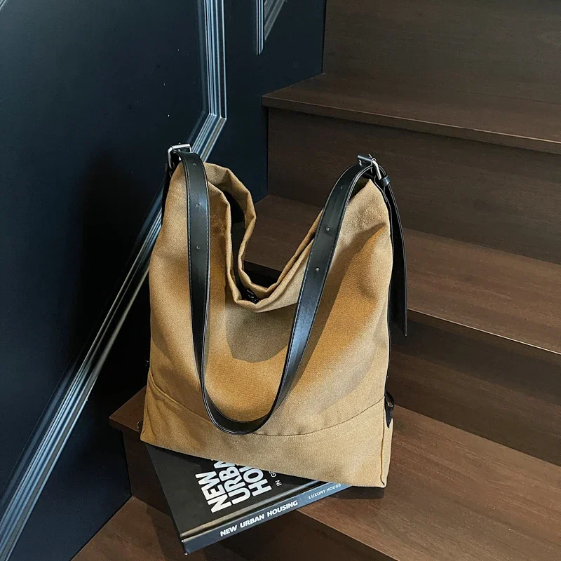 

CANVAS Hasp шитье сумки на плечо простые брендовые сумки большой вместимости 2025 для женщин однотонные модные сумки через плечо высокого качества