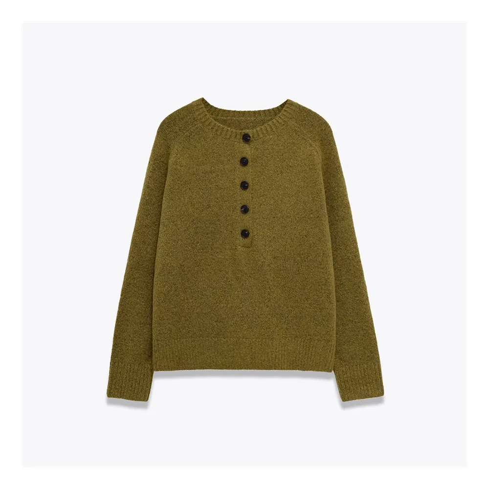 

Autumn New Women's Fashion Simple and Versatile Single breasted Knitted Shirt