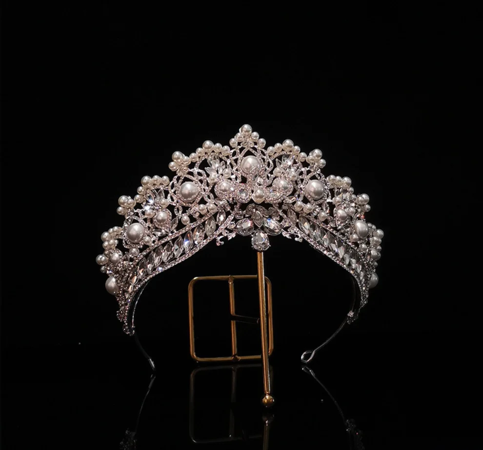 Luxury Bride Crown And Tiaras Wedding Hair Jewelry Accessories Princess Crystal Pearl Crowns For Women Bridal Tiara Headdresses