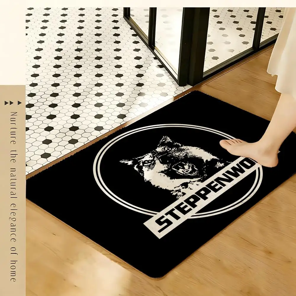 Hard Rock Band SteppenWolf Floor Mat Soft Flannel Rug Non-Slip Absorbent Mat for Bathroom Bedroom Home Decor