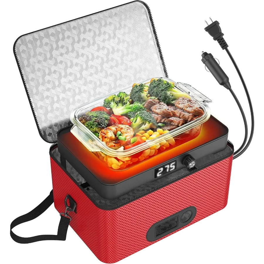 

Portable Oven 12V 24V 110V-240V Car Food Warmer Portable Personal Mini Oven Electric Heated Lunch Box for Meals Reheating Raw F