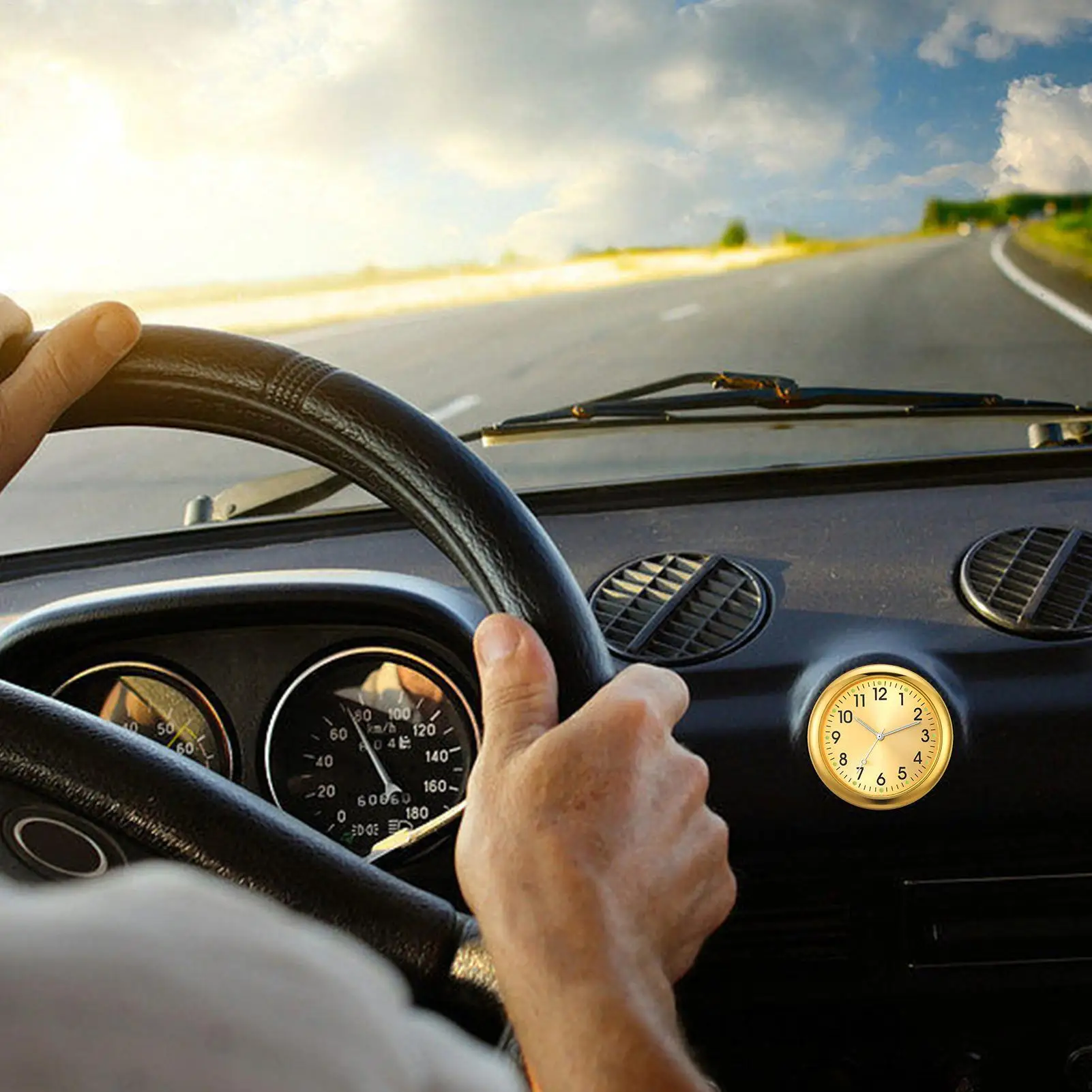 Universele Glow Decoratieve Klok Autoklok Mini Quartz Analoge Auto Dashboard Tijd Stick-On Klok Horloge Voor Auto-interieur Decoratie