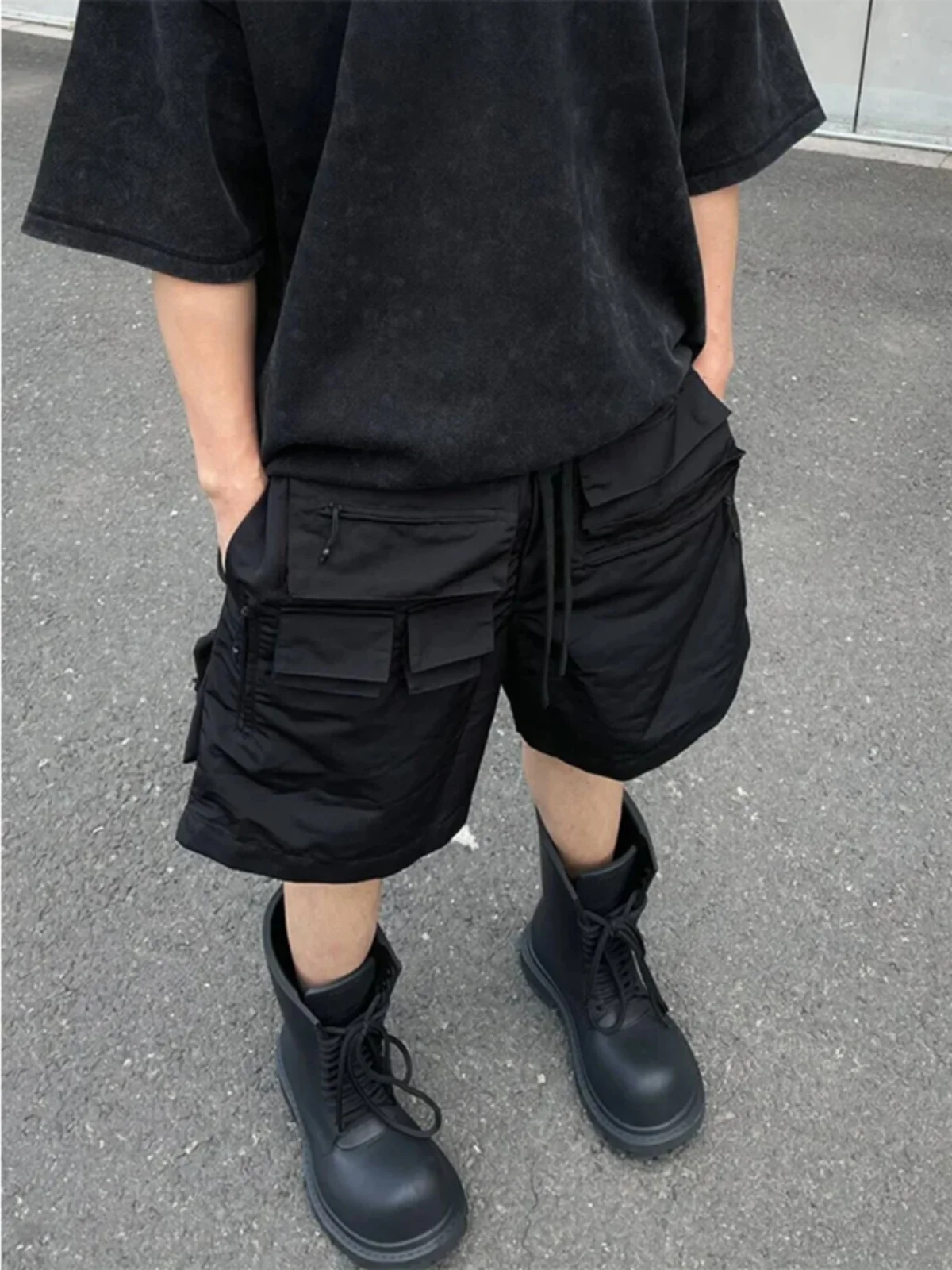 

American Functional Multi-ket Tactical Work orts Men's High Street Casual Bomb Pants Summer Thin Five-Quarter Trendy