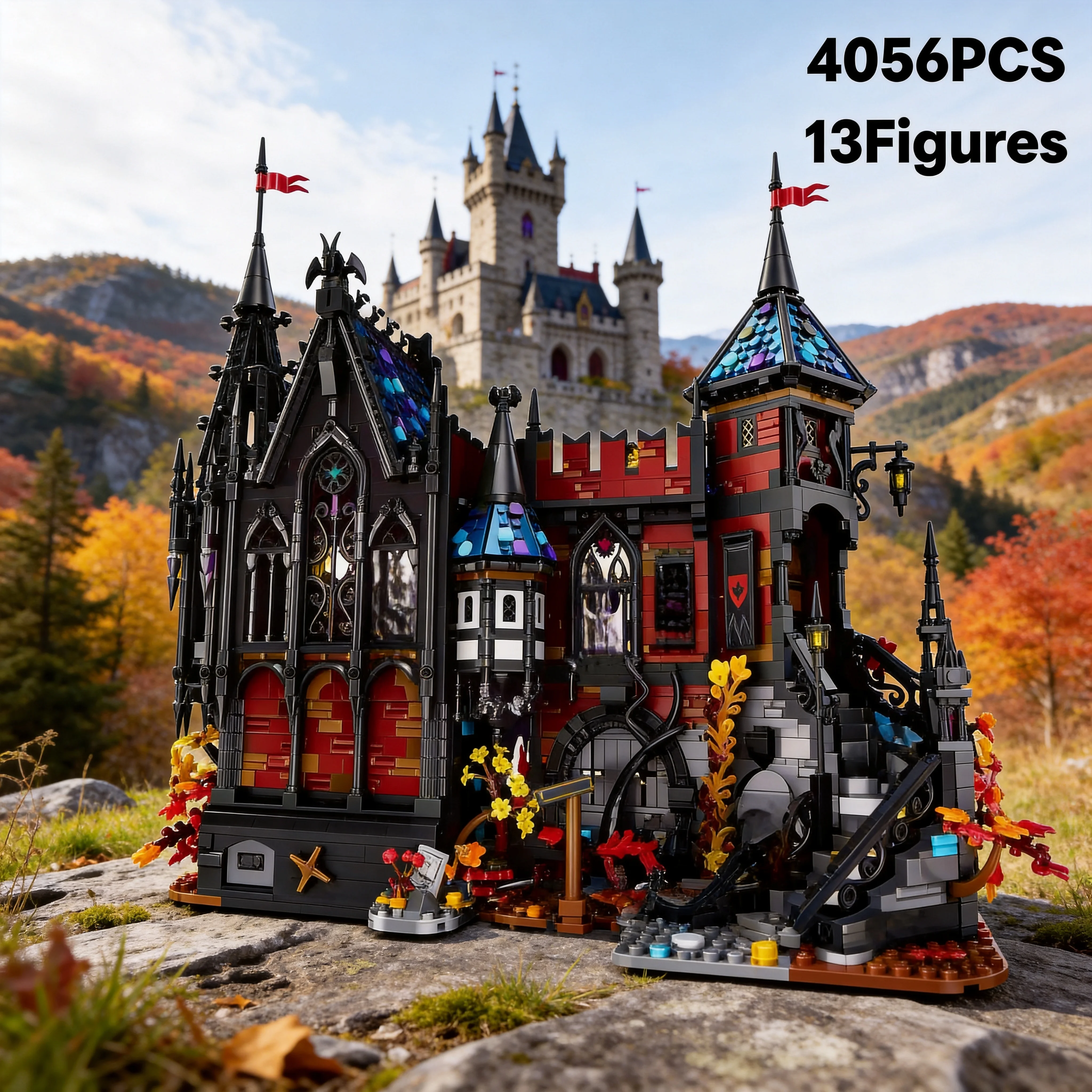 Transylvania Adventure Castle 4056 Pcs Building Blocks Street View Model Assembly Building Blocks Toys Birthday Christmas Gifts