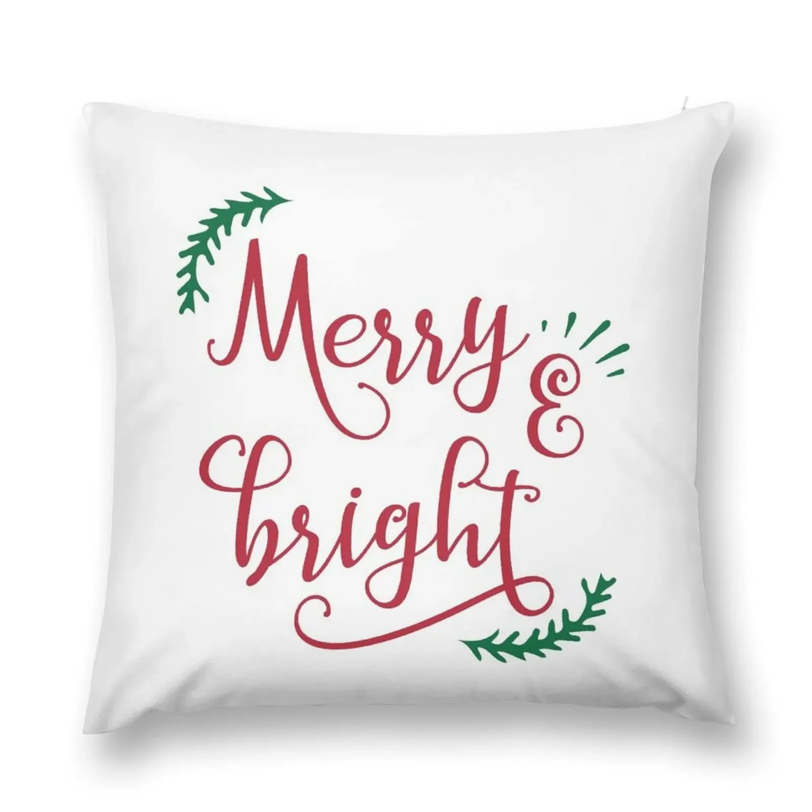 Red and Green merry and bright christmas Typography Throw Pillow sleeping pillows pillow