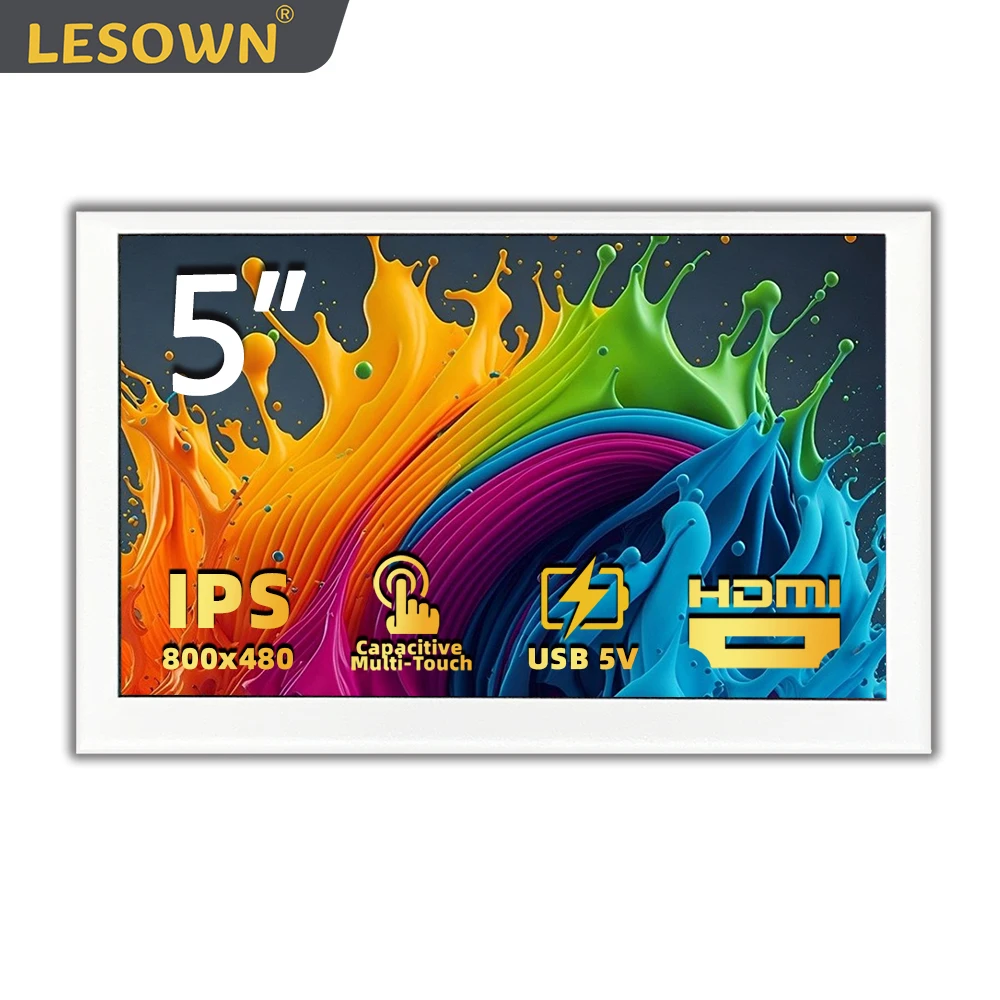 

LESOWN HDMI-монитор 5-дюймовый дополнительный IPS-экран 800x480 HD сенсорный ЖК-дисплей компьютер портативный небольшой мини-дисплей для камеры ПК