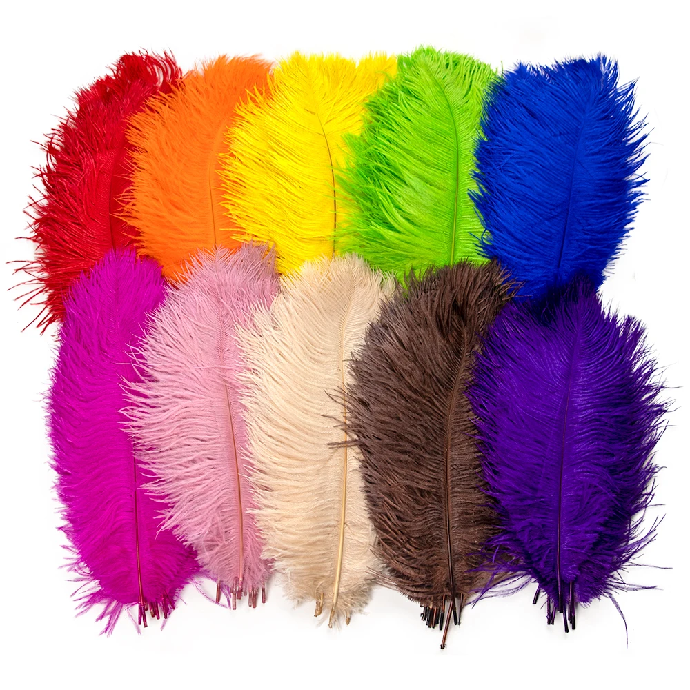 10PCS Colorful Natural Ostrich Feathers 20-50 CM/8-20 inch for Handicraft Accessories Wedding Table Centerpiece Decoration Pluma