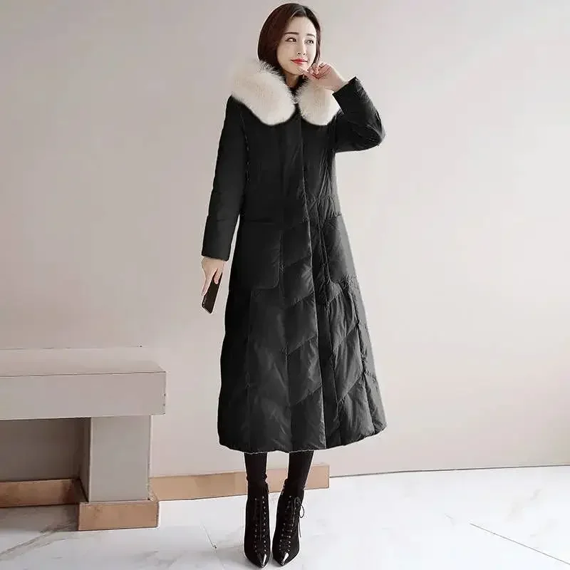 2025 Winter New Women's Down Cotton Jacket Commuting Slim Fit Hoodie Long Parkas