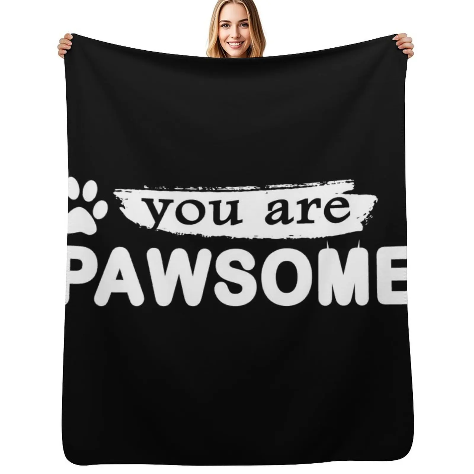 

You Are Pawsome, cartoon comic, cat vintage, dog vintage, pawsome cat, pawsome dog, Throw Blanket Custom Furry Blankets