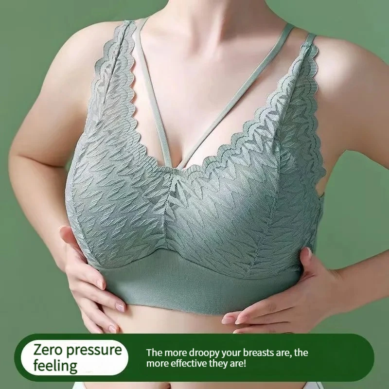 

Fashion Seamless Back Sling Women With Chest Pad Push Up Bra Breathable One Piece Sexy Lace Lingerie No Steel Ring Ropa De Mujer