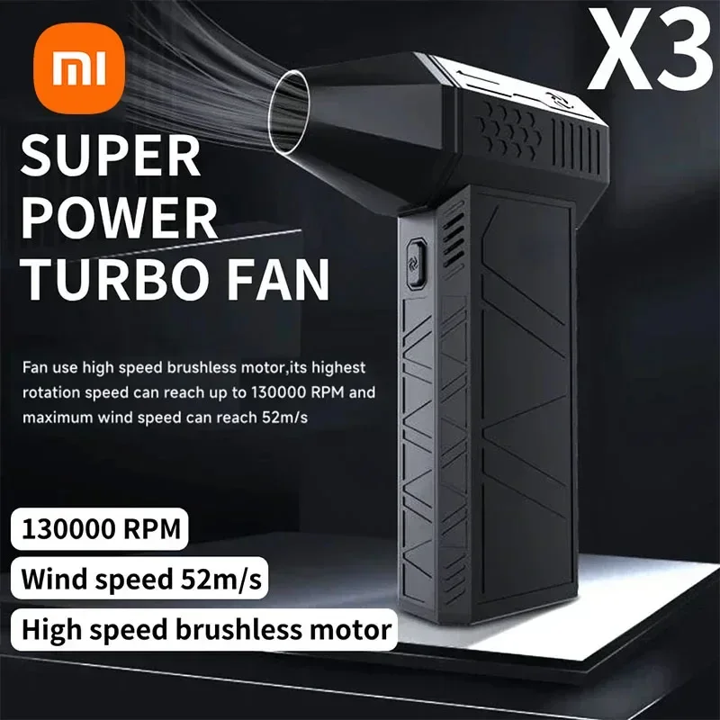 2024 Xiaomi X3 130000RPM Wind Speed 52m/s Mini Turbo Jet Fan Turbo Fan Industrial Powerful Blower Fan Brushless Motor Car Dryer