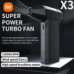 Xiaomi-ミニターボジェットファン,130000rpm,52メートル/秒風速,産業用強力ブロワー,ブラシレスモーター,カードライヤー,x3,2024