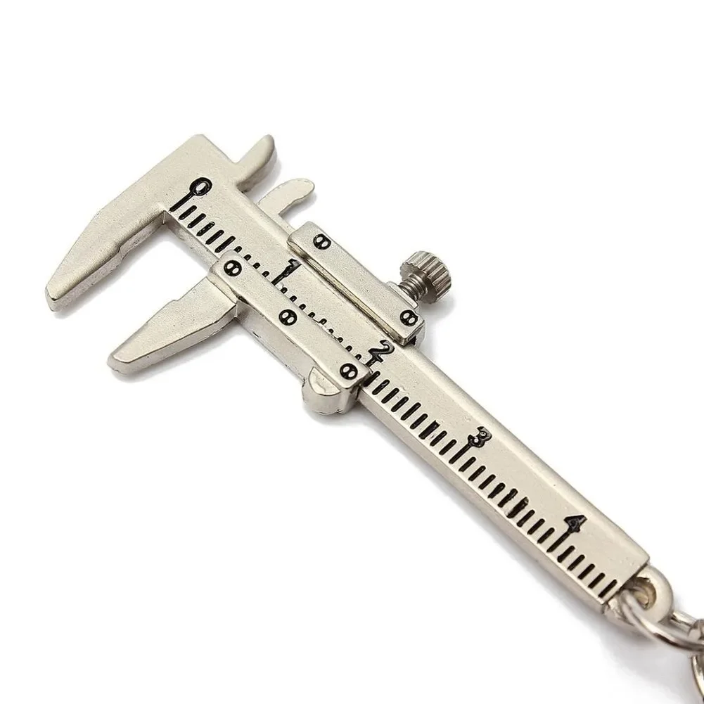 1ชิ้นแบบพกพามินิโลหะไม้บรรทัด Vernier Caliper ไม้บรรทัดพวงกุญแจ Movable Vernier Caliper ไม้บรรทัด Keychain