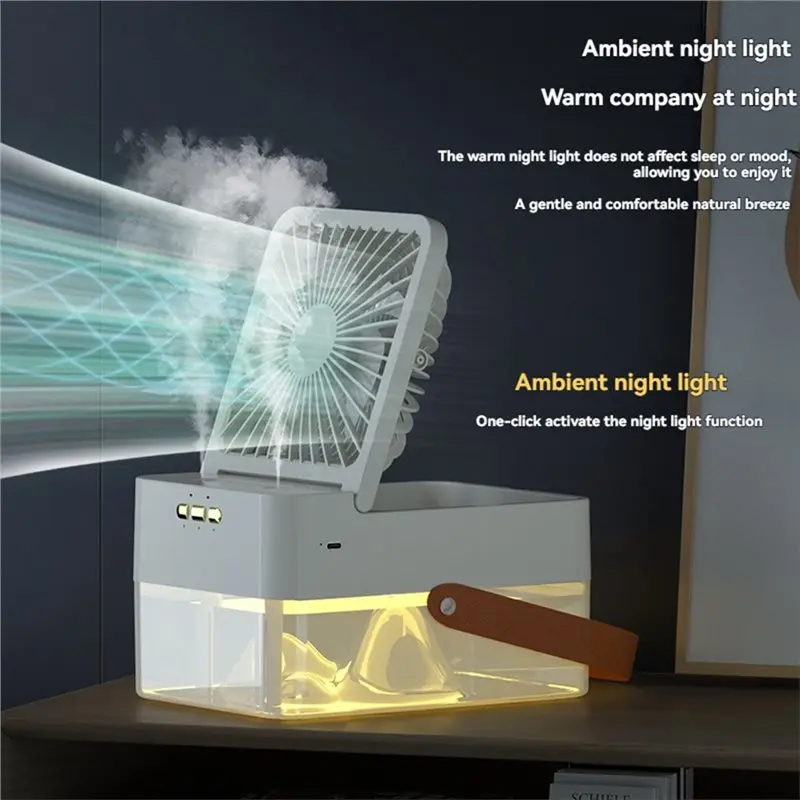 B51CNEW! USB Mini Air Conditioner Fan Desktop Humidifying Cooling Fan 2-Hole Humidification Humidifier Misting Fan With 2.5L Wat