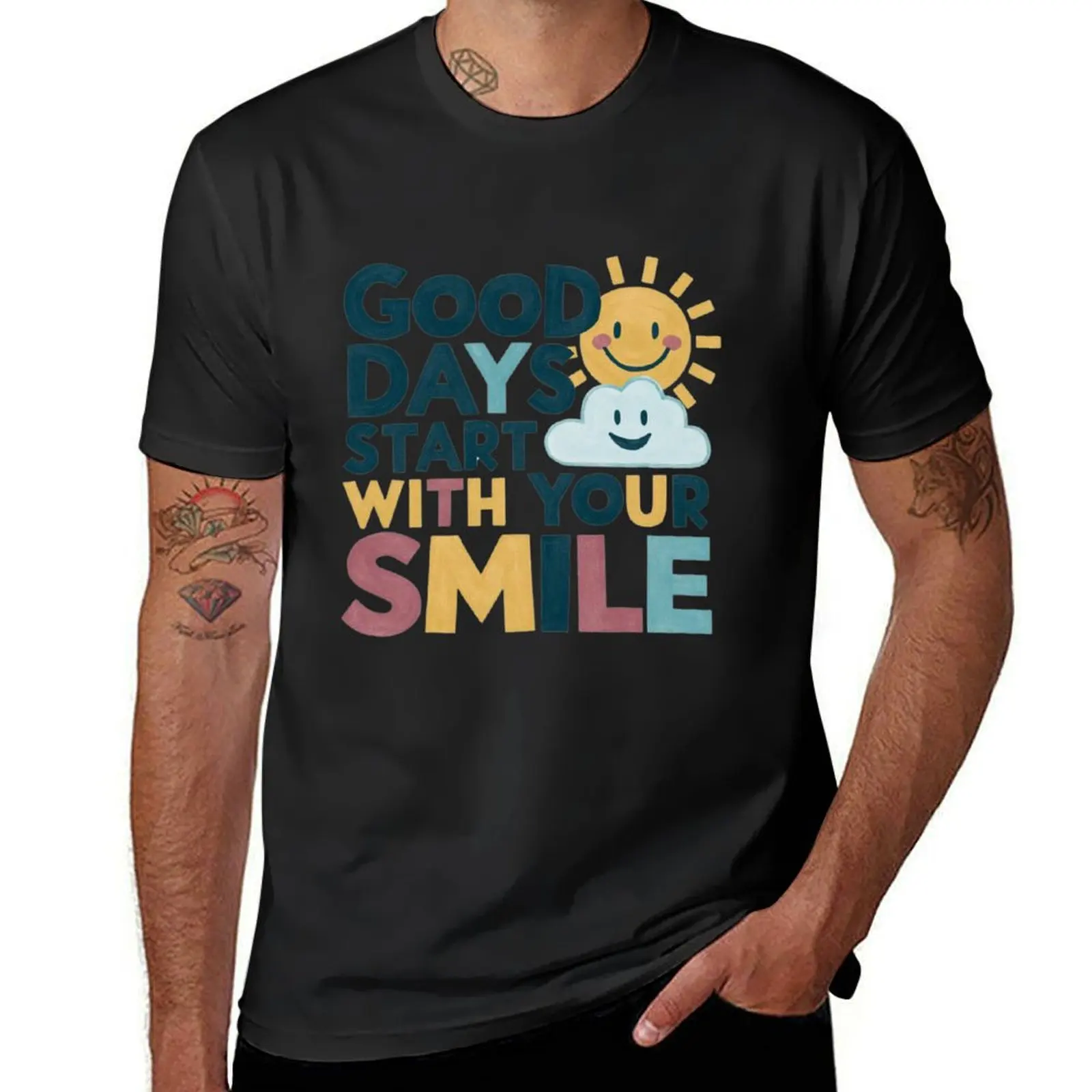 Good Days start with your smile T-Shirt tees summer top T-shirt men