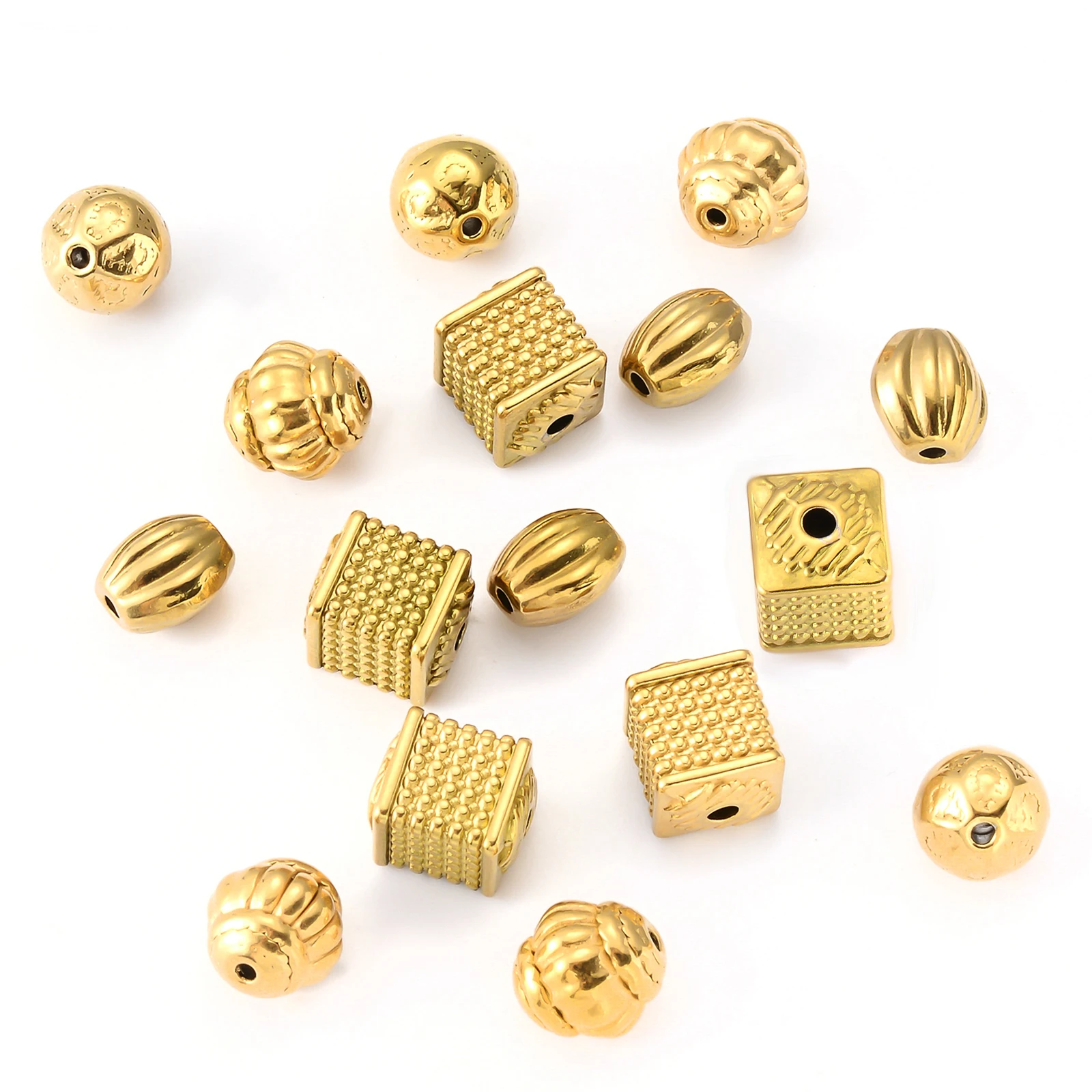 8Pcs Stainless Steel 2mm Plated Gold Color Spacer Beads Charm Loose Beads DIY Bracelets Beads for Jewelry Making Wholesale